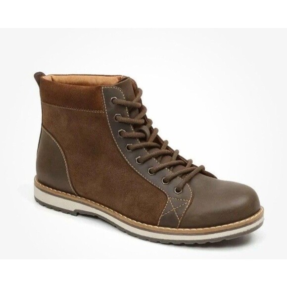 IZOD Legacy Men Brown Leather Ankle Boots Memory Foam Cushion Sz 12 M Lace Up main image 10